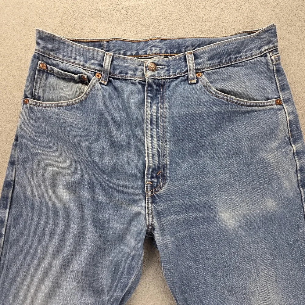 Vintage Levis‎ 521 Jeans Mens Blue Medium Wash Tapered Zip Fly Fits 33x27
